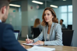 Femme en formation professionnelle au bureau